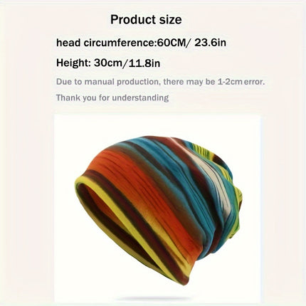 Stripe Print Pullover Winter Beanie