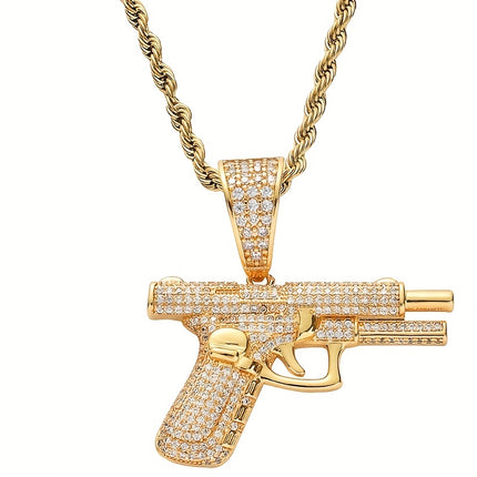 Hip-Hop Zirconia Pistol Necklace