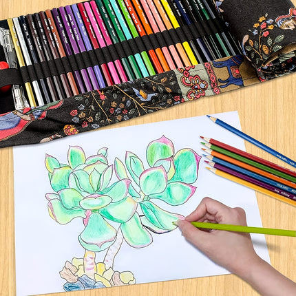 72-Color Pencil Set with Roll-Up Case