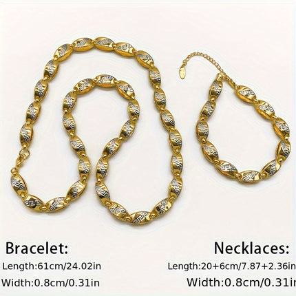 2pcs Hip-Hop Bracelet & Necklace Set