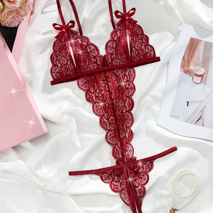 Floral Lace Bow Knot Teddy