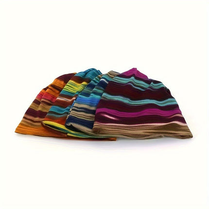 Stripe Print Pullover Winter Beanie