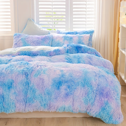 3pcs Tie-Dye Plush Duvet Set – Soft Winter Comfort