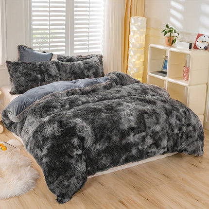 3pcs Tie-Dye Plush Duvet Set – Soft Winter Comfort