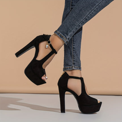 Peep Toe Block Heel Sandals