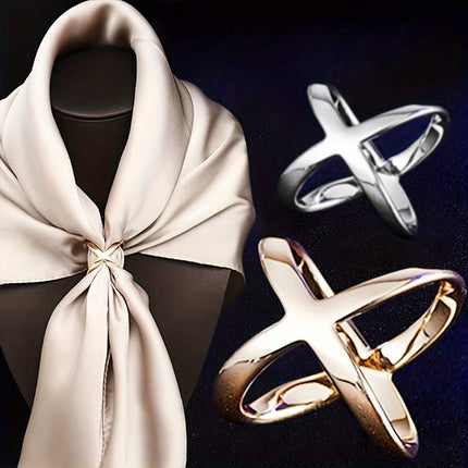 Circular X-Shaped Shawl with Scarf Clip