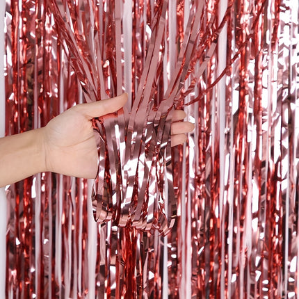 1pc, Golden Green Silvery Champagne Red Rain Streamer Backdrop