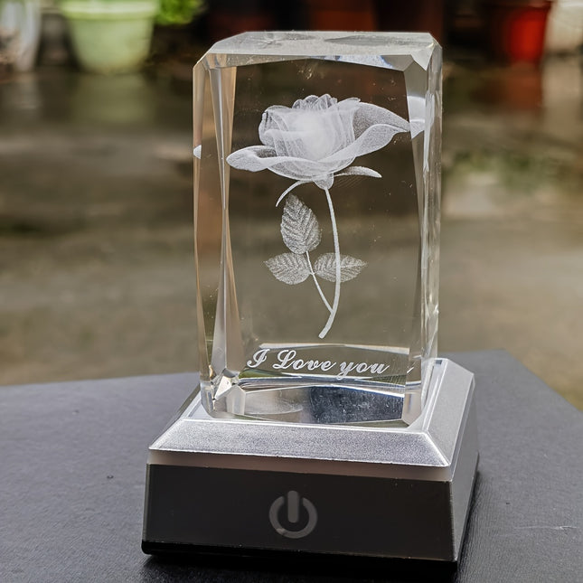 3D Rose Crystal LED Lamp - Romantic & Memorable Gift