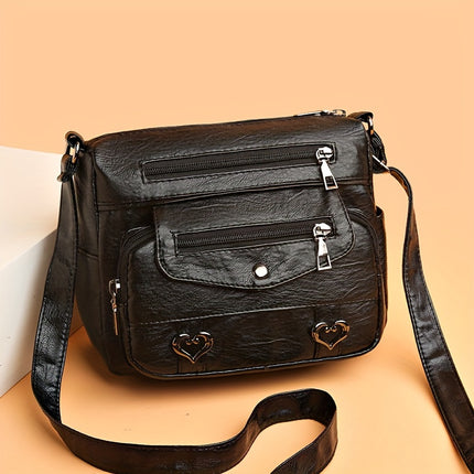 Retro Heart Decor Crossbody Bag