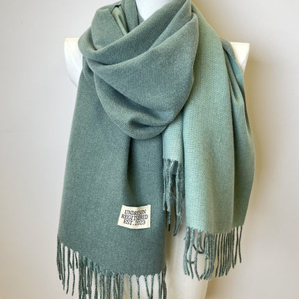 Double-Sided Two-Color Tassel Scarf