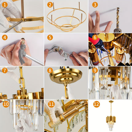 Golden 3-Tier Crystal Pendant Chandelier – Modern Elegance