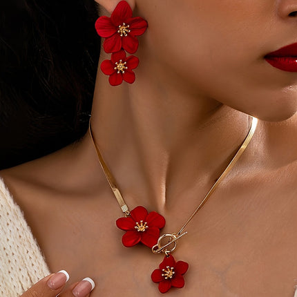 Elegant Flower Pendant Jewelry Set
