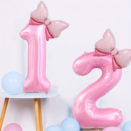 Pink Number Balloon with Adorable Bow