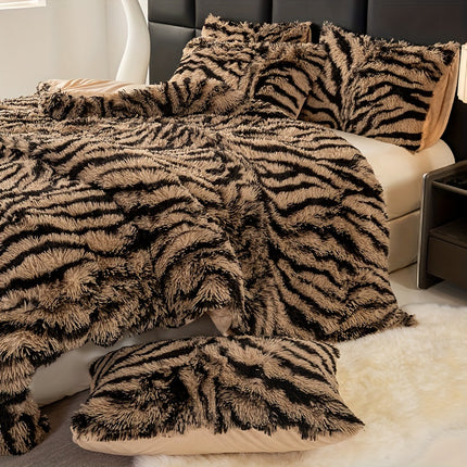 Plush Zebra Print Duvet Set