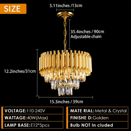 Elegant 3-Tier Crystal Chandelier - Modern Flush Mount