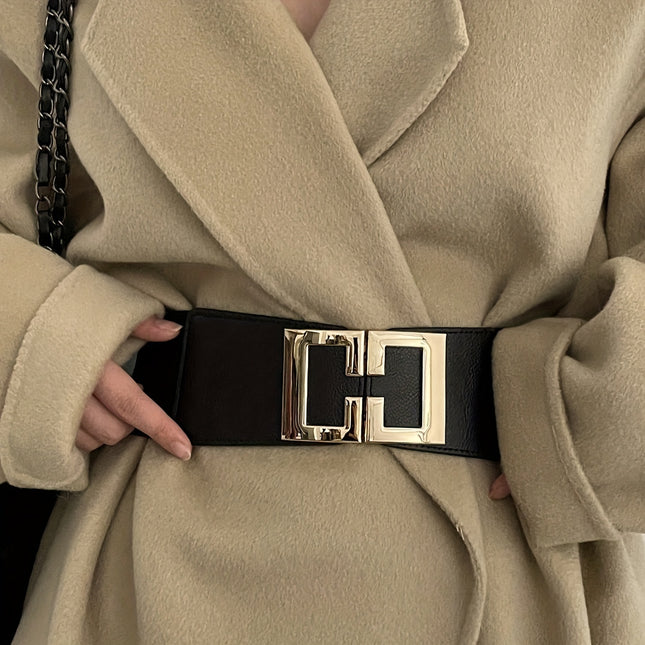 Geometric Buckle Wide Belt