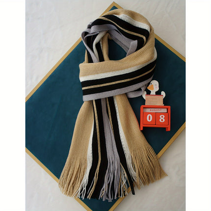 Men’s Striped Tassel Acrylic Scarf