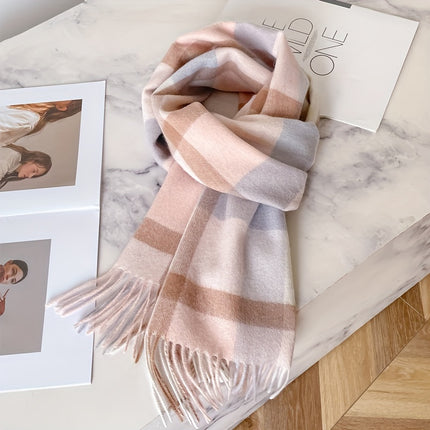 Cozy British Plaid Wool Scarf