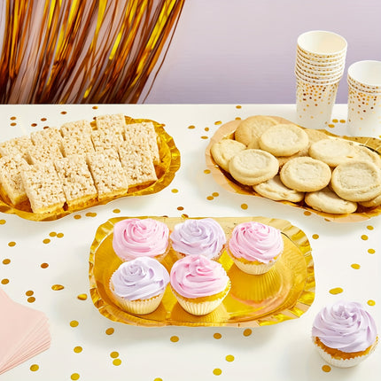 Elegant 10pcs Golden Foil Cake & Dessert Trays Set