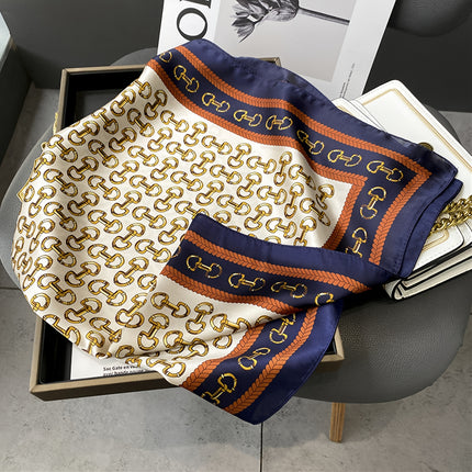 Elegant Golden Buckle Square Scarf