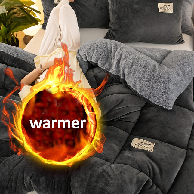 Industrial Sherpa Fleece Quilted Comforter - Thick & Cozy