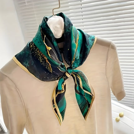 Elegant Green Print Square Scarf