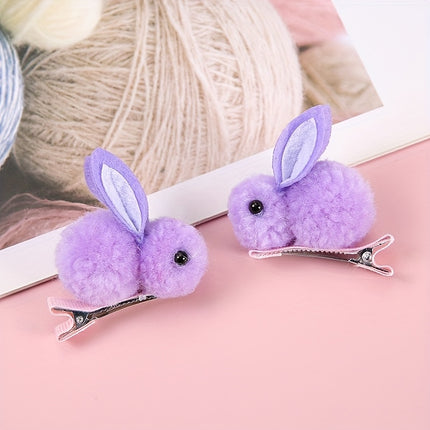2pcs Plush Rabbit Hair Clips for Girls