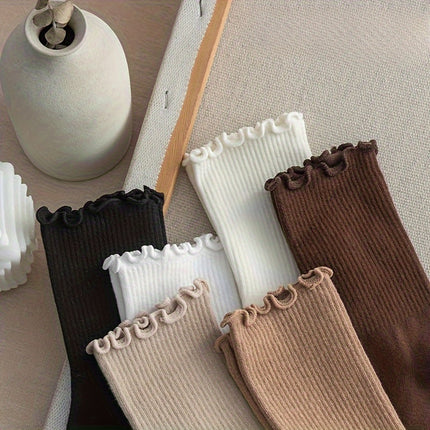 Women's Cotton Mid-Calf Lace Socks (6 Pairs)