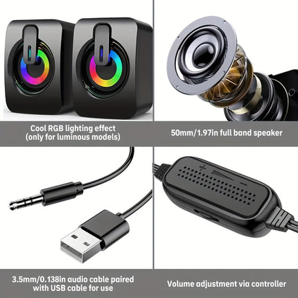 LED PC Speakers with Stereo - Monti Bargains