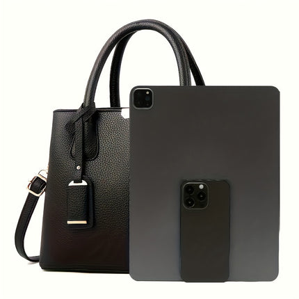 Large Gray PU Tote Bag