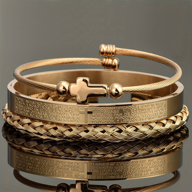 2pcs Men's Quartz Watch & Bracelet Set