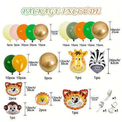 161 pcs Jungle Safari Animal Balloon Garland Arch Kit