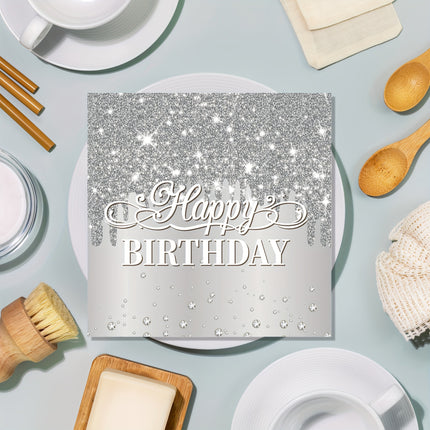 40pcs Silvery Diamond Happy Birthday Napkins