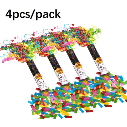 4-Pack Handheld Confetti Cannons with Streamers