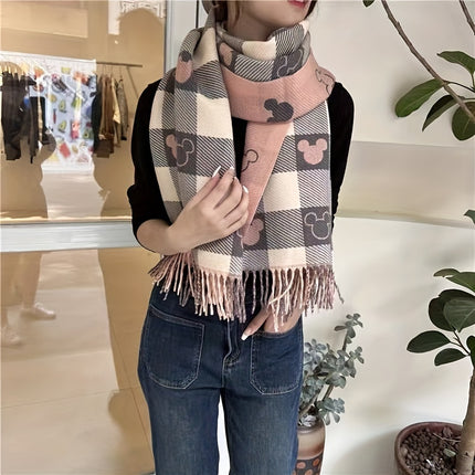 Elegant Double-Sided Heart Check Scarf