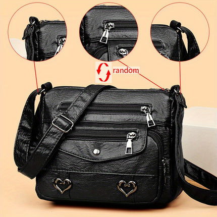 Retro Heart Decor Crossbody Bag