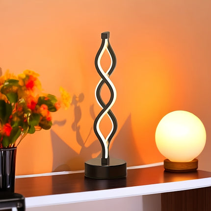 Modern Spiral Black Metal Table Lamp for Home Decor