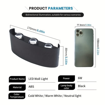 6W LED Wall Lamp - Waterproof, Easy Install for Indoor/Outdoor