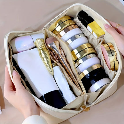 Double-Layer Travel Makeup Organizer – Sleek & Spacious - Monti Bargains