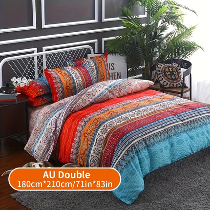 3pcs Ethnic Style Duvet Cover Set - Soft All-Season Bedding