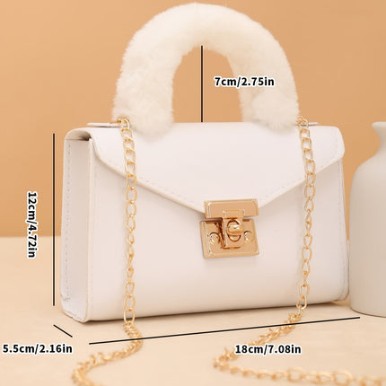 Faux Leather Crossbody Bag with Plush Handle