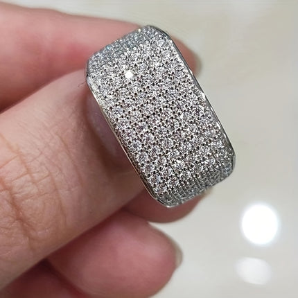 Elegant Pave Design Copper Band Ring