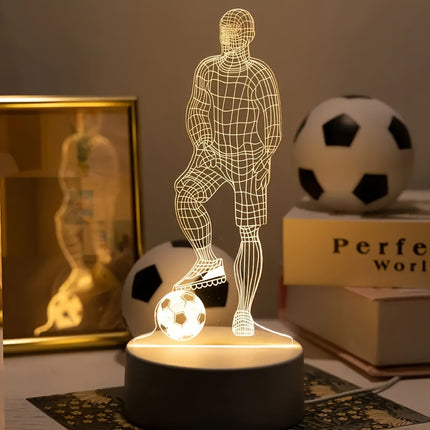 3D Football Player LED Table Lamp – Bedside Night Light
