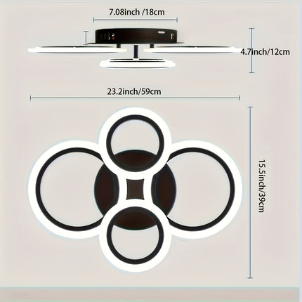 Modern 4-Ring LED Ceiling Light – Adjustable Brightness