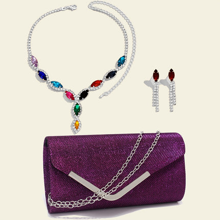 Elegant Ruched Clutch & Jewelry Set
