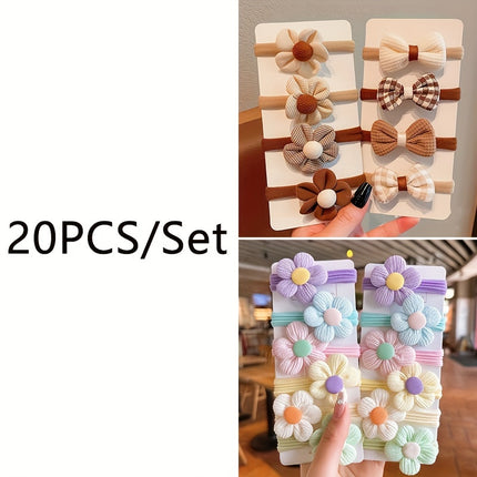 12PCS Sweet Flower Bow Hair Ties