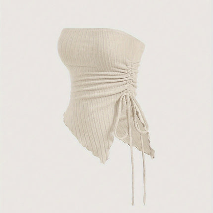 Y2K Drawstring Tube Top – Asymmetric Summer Chic - Monti Bargains