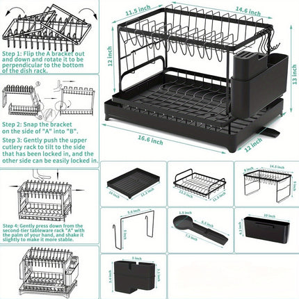 2-Tier Stainless Steel Dish Rack - Ultimate Kitchen Organizer