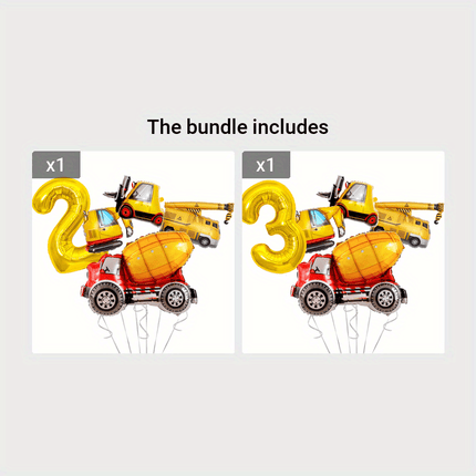 5pcs Construction Theme Birthday Party Balloons Set