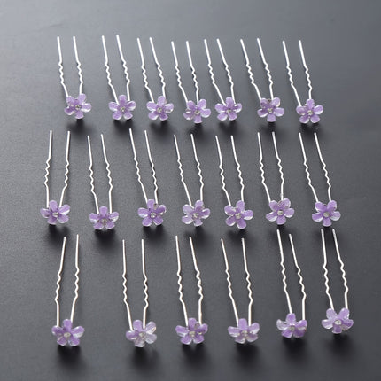20pcs Rhinestone Flower U Hairpins